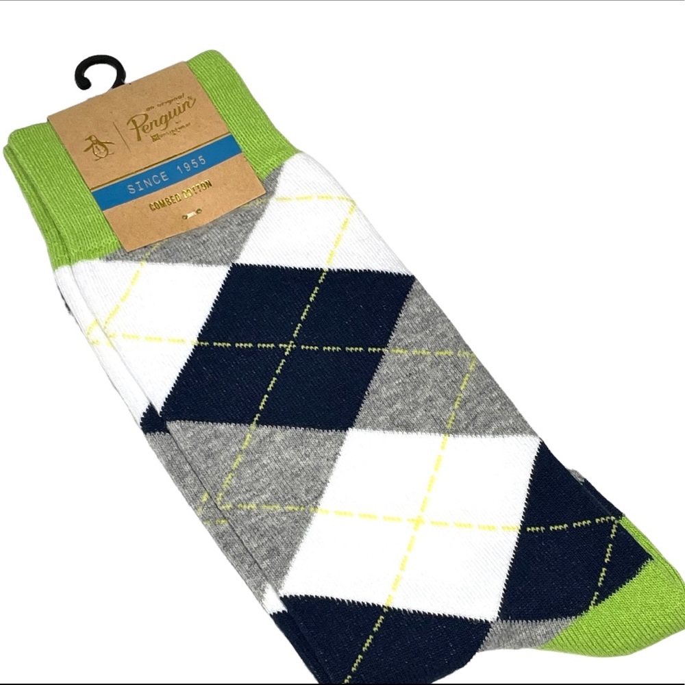 Original Penguin Men’s Dress Casual Argyle Socks Combed Cotton New NWT